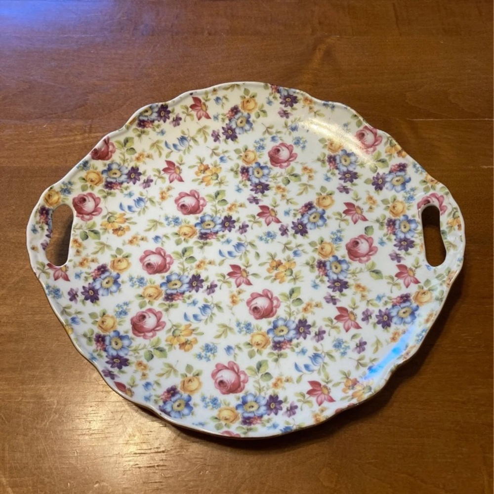 Vintage porcelain platter old world collection herman dodge & son w/ handles